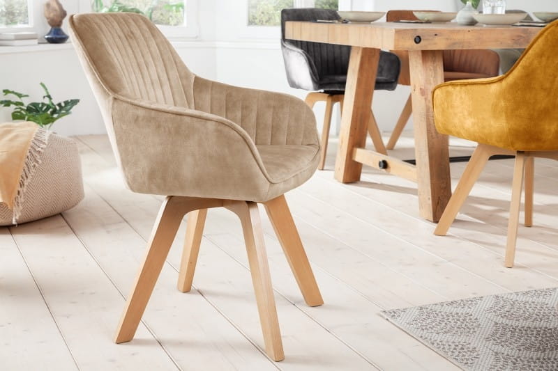 Krzesła welurowe z drewnianymi nogami - luksus i komfort w Twoim domu